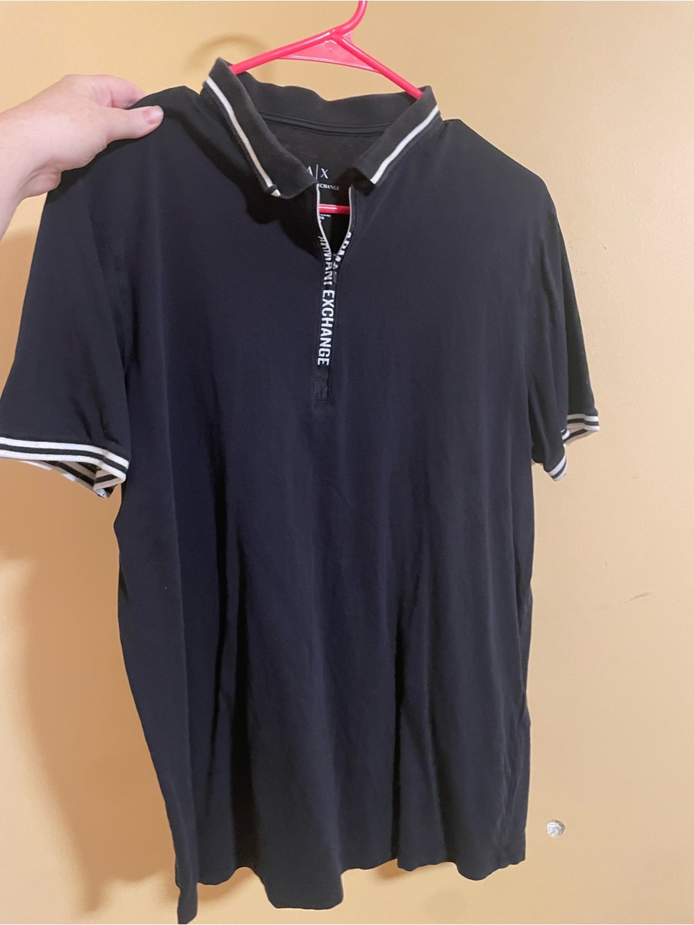 Armani Exchange Black Polo with White Trim